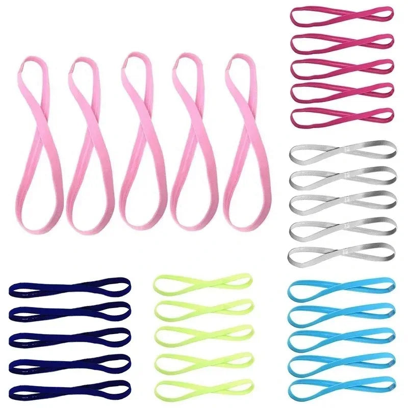 1/5/20Pcs Simple Elastic Headbands Unisex Sports Hairband Non-Slip Silicone Strip Sweat Guide Yoga Running Fitness Accessories