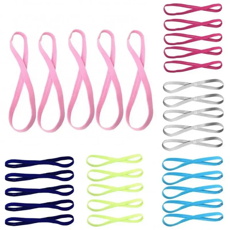 1/2/5Pcs Women Sweatbands Football Yoga Pure Hair Bands Anti-Slip Elastic Rubber Thin Sports Headband Men Hair Accessories