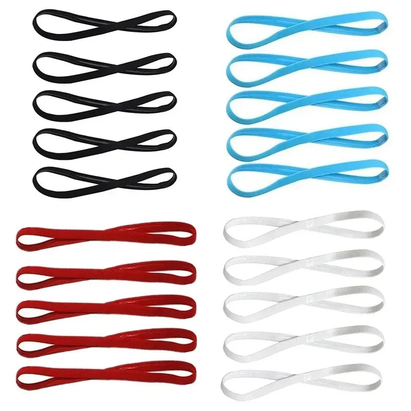 1/5/20Pcs Simple Elastic Headbands Unisex Sports Hairband Non-Slip Silicone Strip Sweat Guide Yoga Running Fitness Accessories