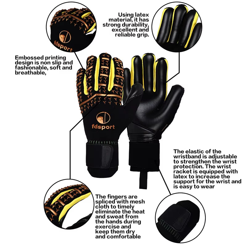 4MM Soccer Goalkeeper Gloves Thickened Latex Football Match Grip Protection Adult Goalkeeper Wrist Strap Soccer Goalie Gloves