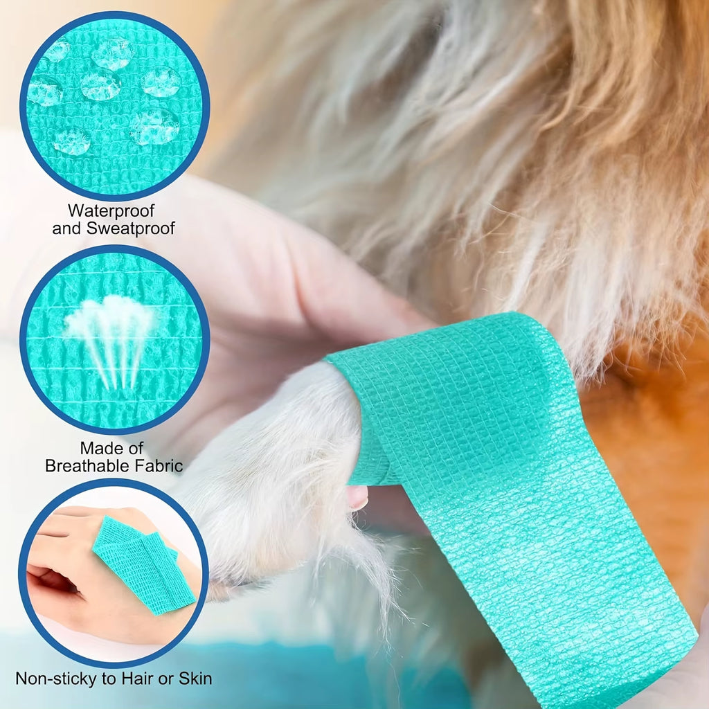 12-Pack Self-Adhesive Bandages, First Aid Tape, Elastic Self-Adhesive Tape, Athletic, Sports, Wrist and Ankle Tape