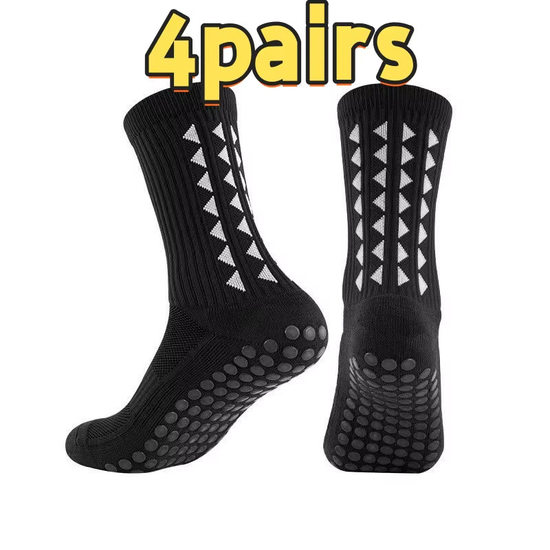 4Pairs Men Women Football Grip Socks Towel Bottom Sport Socks Rugby Soccer Cycling Running Exercise Athletic Socks