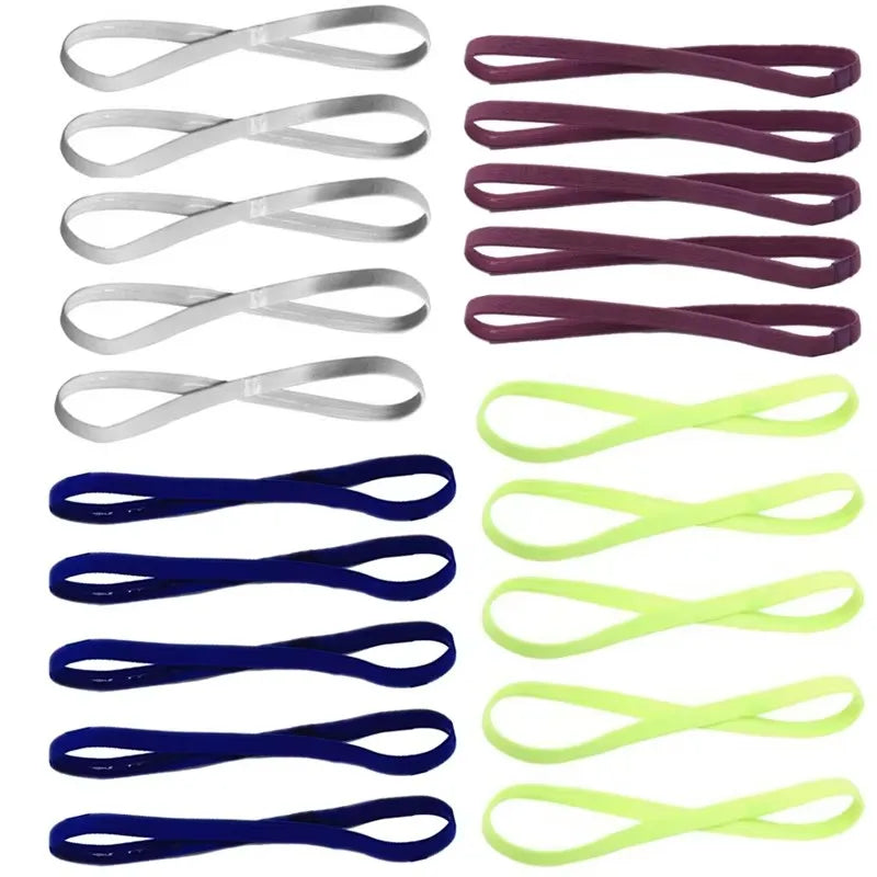 1/5/20Pcs Simple Elastic Headbands Unisex Sports Hairband Non-Slip Silicone Strip Sweat Guide Yoga Running Fitness Accessories