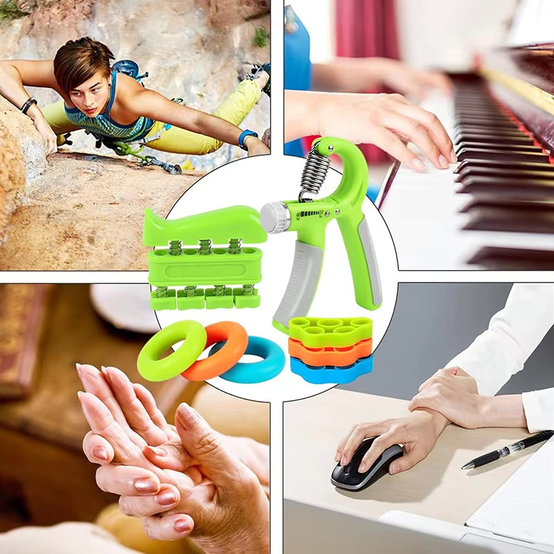 Grip Strength Set Five Piece Hand Trainer Fitness Adjustable Silicone Grip Strength Set, Grip Strength Training Set
