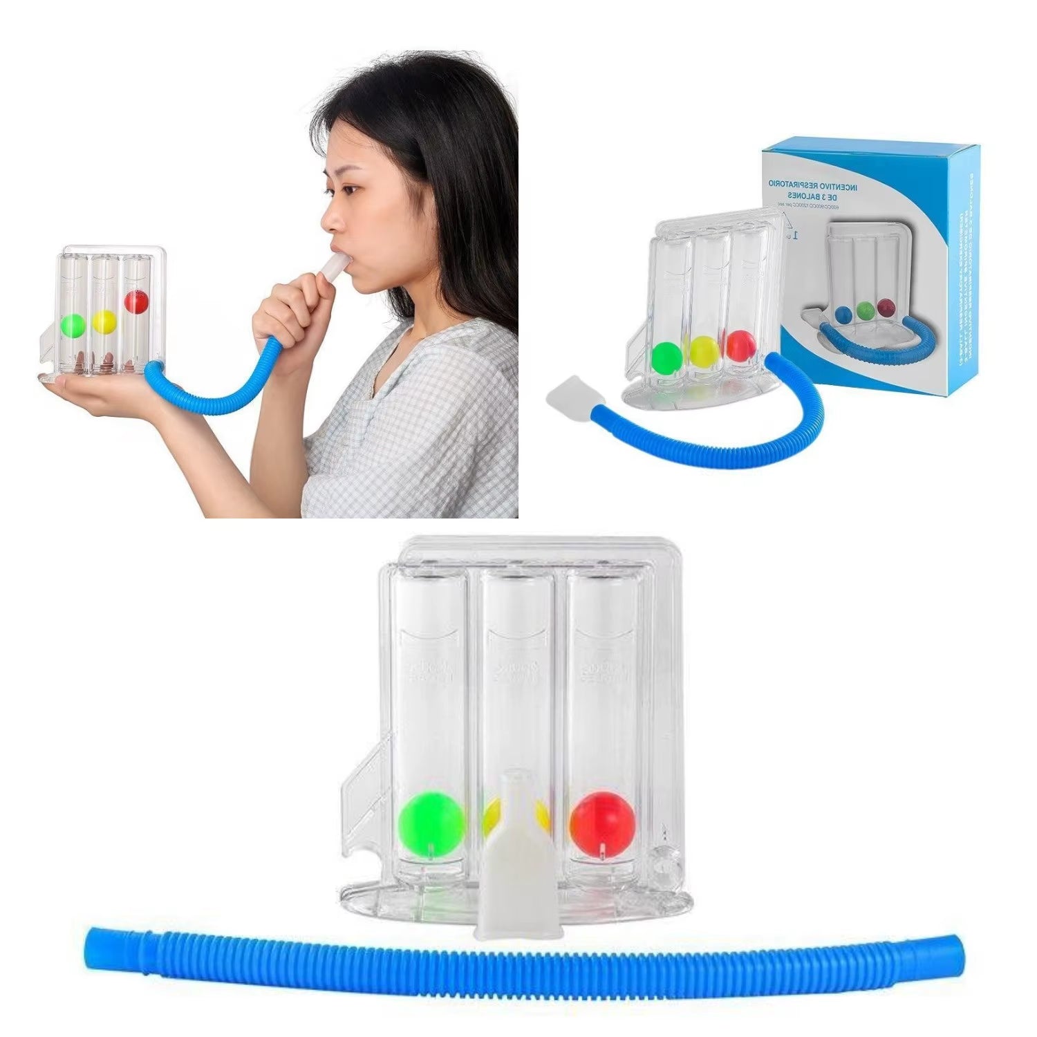 Lung Function Breathing Exerciser 3 Balls Breathing Trainer Vital Capacity Lung Function Improvement Rehabilitation Equipment