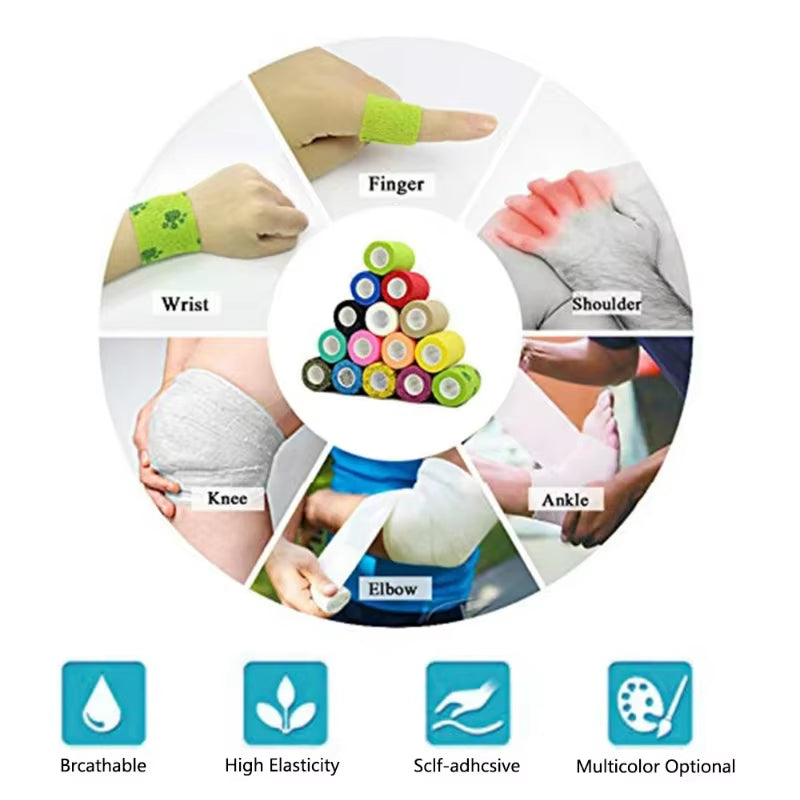 Cotton Breathable Medical Gauze Bandage for Outdoor Sports Elastic Self-Adhesive Bandages Fixing Wrist Elbow Knee Ankle Bandage