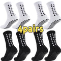 4Pairs Men Women Football Grip Socks Towel Bottom Sport Socks Rugby Soccer Cycling Running Exercise Athletic Socks