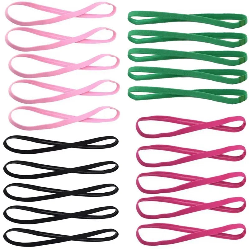 1/5/20Pcs Simple Elastic Headbands Unisex Sports Hairband Non-Slip Silicone Strip Sweat Guide Yoga Running Fitness Accessories